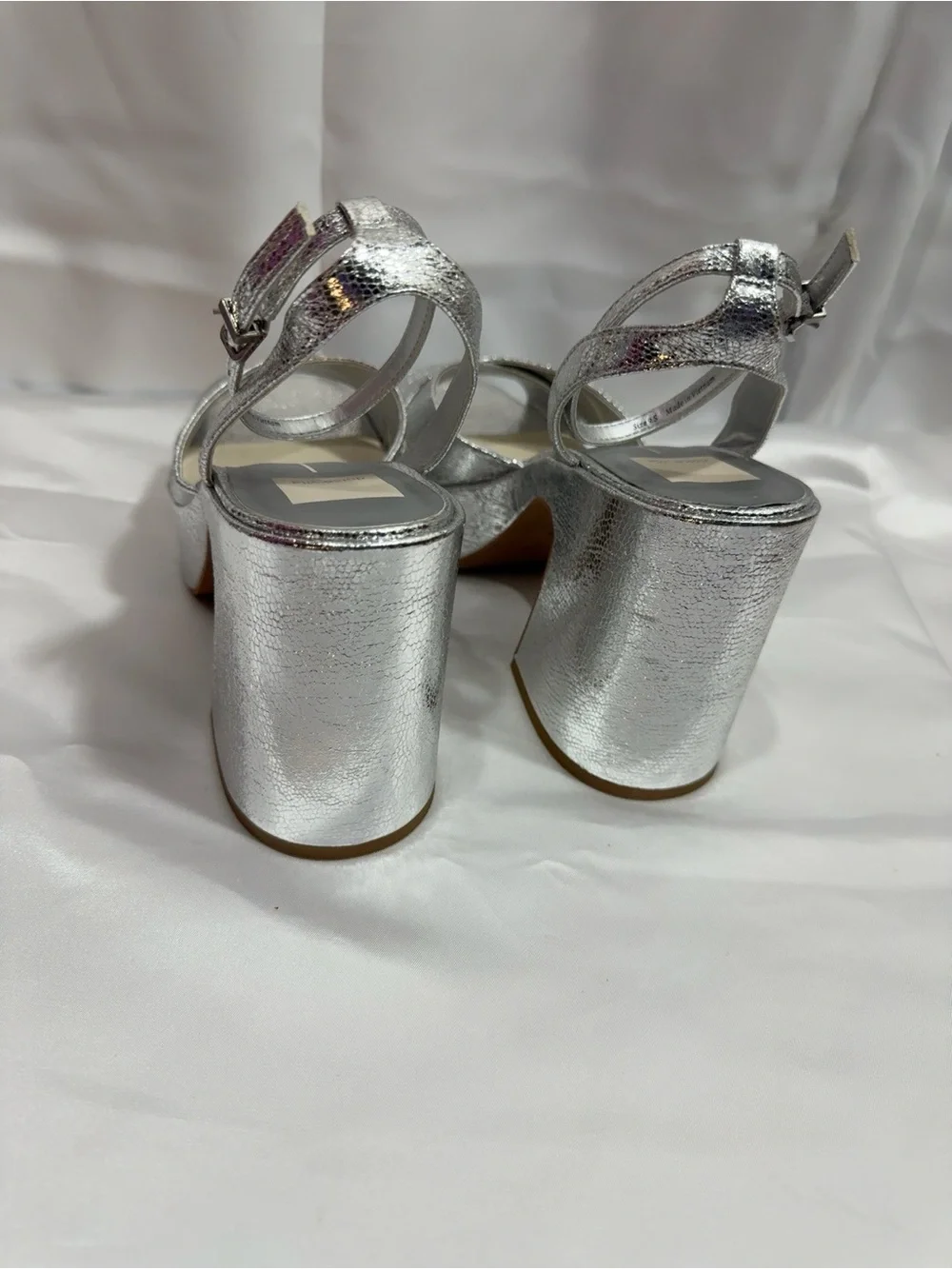Dolce Vita WESSI  Silver Cracked  Metallic Stella Heel | Block Chunky Platform